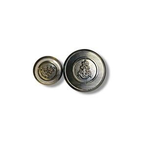 Vintage Set of 2 Silvertone Buttons Royal Crest .9" and .6"